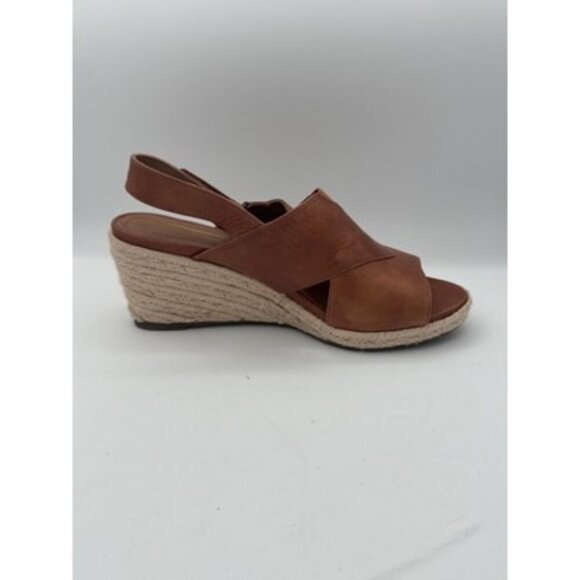 Vionic Womens Open-Toe Brown Leather Slingback Wedge Sandals Size 8M Espadrille - Picture 3 of 7